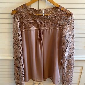 Taupe lace blouse